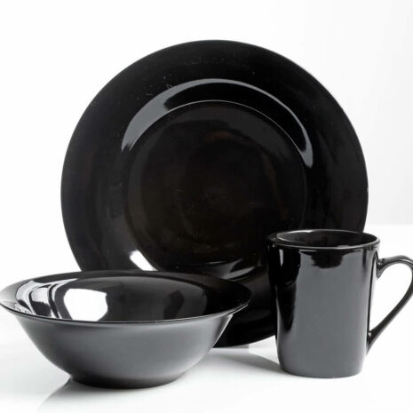 Gibson Home Ceramic 12pc dinnerware set, Black