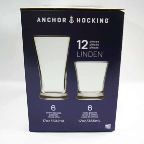 Anchor Hocking 12 pc linden glass set