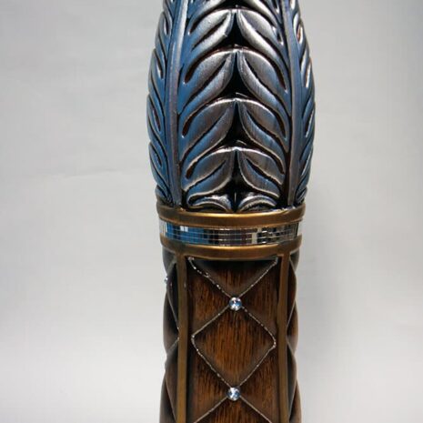 Brown Ceramic Vase with Silver Pattern 24 inches