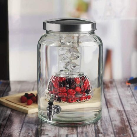 Circleware Valencia Glass Beverage Drink Dispenser with Ice Insert and Fruit Infuser - 2.7 Gallon
