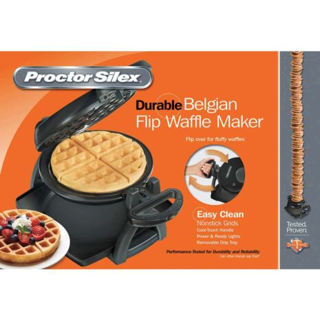Proctor Silex Belgian Style Flip Waffle Maker - Black