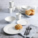 Gibson Home Dinner Set - Embossed Buffet 16 Piece Fine Ceramic - White