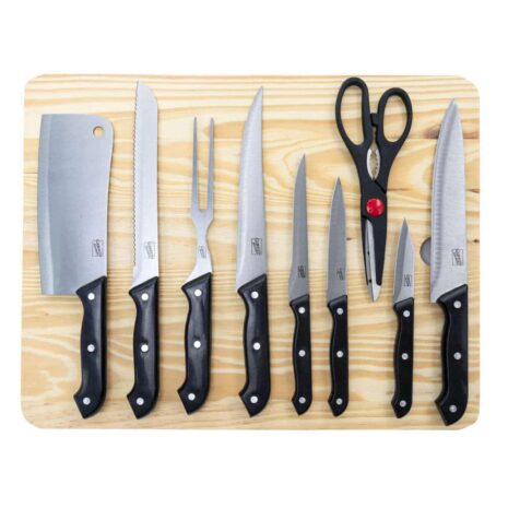 Gibson Home Wildcraft 10 pc Cutlery Set with Wood Cutting Board