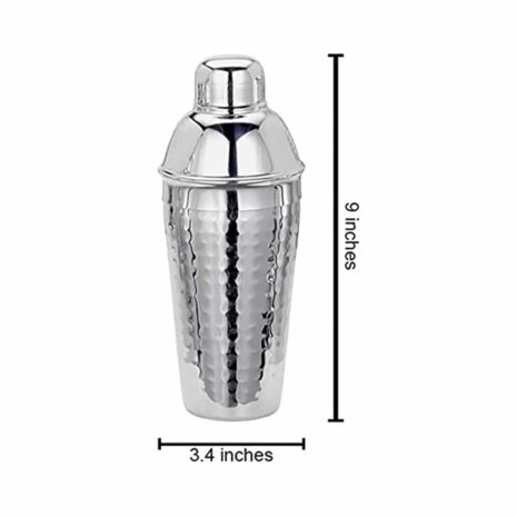 Home Basics Cocktail Shaker, Hammered Stainless Steel