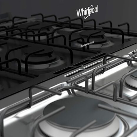 Whirlpool 30” 6-Burner Gas Range with Stainless Steel Top - Black