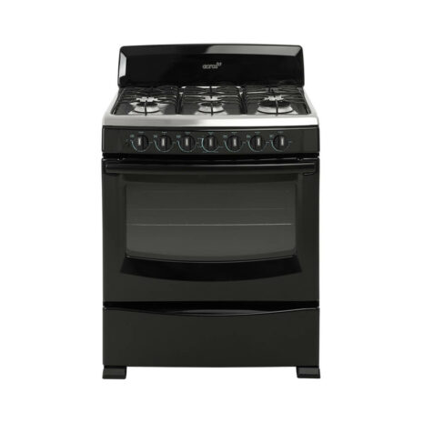 Acros 30” 6-Burner Gas Stove with Stainless Steel Top - Black