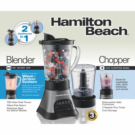 5 Cup Blender with Glass Jar & Chopper 700W (Gray) Hamilton Beach