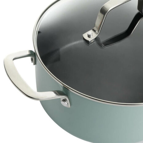 Martha Stewart Lockton 10Pcs Aluminium Non-stick Enamel Steel Long Handel Cookware Pot Set Mint