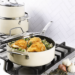 Martha Stewart Lockton 10Pcs Pot Set - Non-stick Enamel Steel Handel Cookware Set Linen